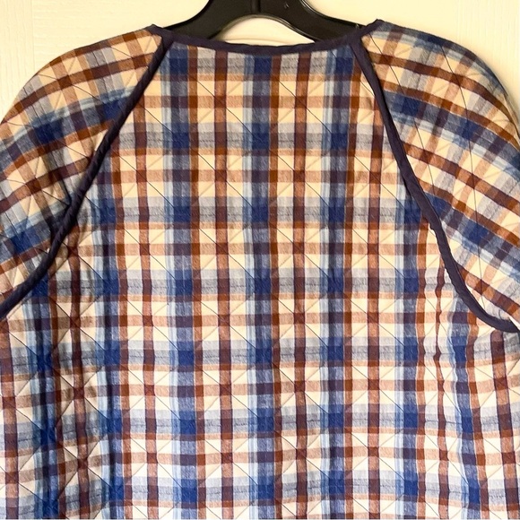 Doen Sedona Quilted Wool Silk Jacket Belleville Plaid Blue Brown Small EUC - Picture 6 of 10